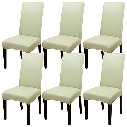 TAPAUVCK Set mit 2/4/6 Wasserdichten Stuhlhussen aus PU-PU for Esszimmerstühle – langlebiger Schutz for Küche und Restaurant(Light Green,6pack) von TAPAUVCK