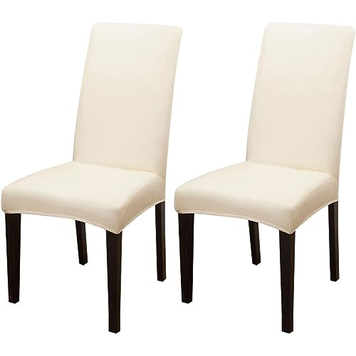 TAPAUVCK Set mit 2/4/6 Wasserdichten Stuhlhussen aus PU-PU for Esszimmerstühle – langlebiger Schutz for Küche und Restaurant(Off-White,2pack) von TAPAUVCK