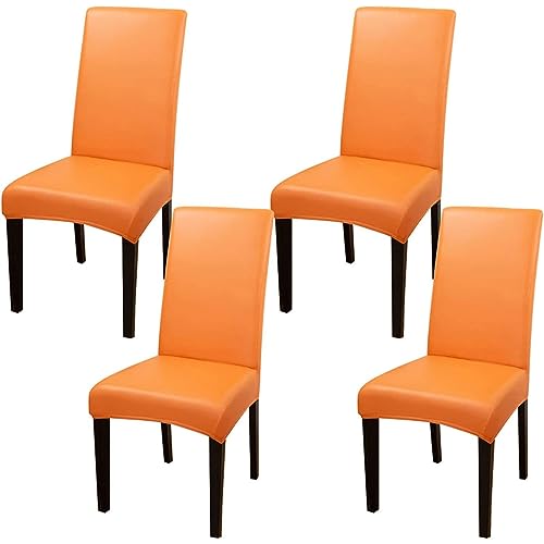 TAPAUVCK Set mit 2/4/6 Wasserdichten Stuhlhussen aus PU-PU for Esszimmerstühle – langlebiger Schutz for Küche und Restaurant(Orange,4pack) von TAPAUVCK
