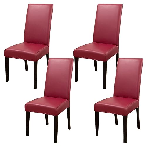 TAPAUVCK Set mit 2/4/6 Wasserdichten Stuhlhussen aus PU-PU for Esszimmerstühle – langlebiger Schutz for Küche und Restaurant(Red,4pack) von TAPAUVCK