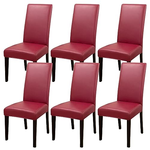 TAPAUVCK Set mit 2/4/6 Wasserdichten Stuhlhussen aus PU-PU for Esszimmerstühle – langlebiger Schutz for Küche und Restaurant(Red,6pack) von TAPAUVCK