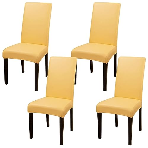 TAPAUVCK Set mit 2/4/6 Wasserdichten Stuhlhussen aus PU-PU for Esszimmerstühle – langlebiger Schutz for Küche und Restaurant(Yellow,4pack) von TAPAUVCK