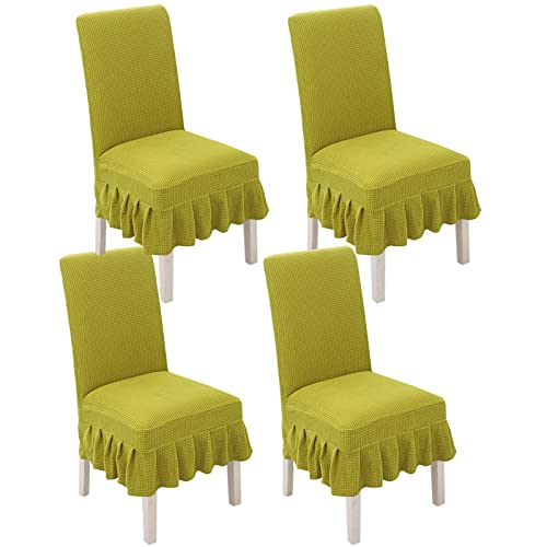 TAPAUVCK Stretch-Stuhlhussen for Esszimmerstühle, 2er-/4er-/6er-Set, gerüschte Schonbezüge for Parson-Stühle, perfekt for Hochzeiten, Partys, Heimdekoration(Light Green,4pack) von TAPAUVCK