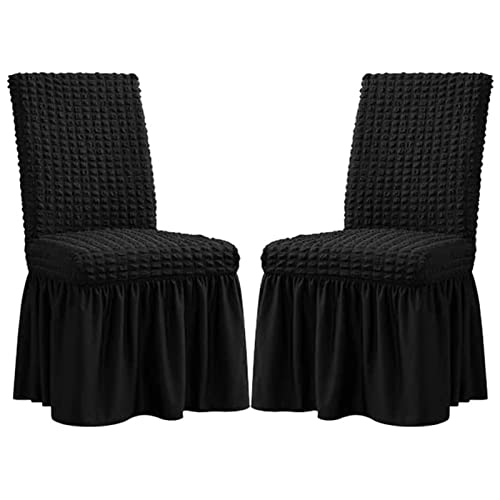 TAPAUVCK Stretch-Stuhlhussen for das Esszimmer – Abnehmbares und waschbares Stuhlhussen-Set for Hochzeiten, Bankette und Partys(Black,2pack) von TAPAUVCK