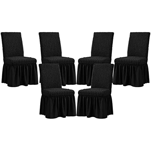 TAPAUVCK Stretch-Stuhlhussen for das Esszimmer – Abnehmbares und waschbares Stuhlhussen-Set for Hochzeiten, Bankette und Partys(Black,6pack) von TAPAUVCK
