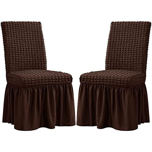 TAPAUVCK Stretch-Stuhlhussen for das Esszimmer – Abnehmbares und waschbares Stuhlhussen-Set for Hochzeiten, Bankette und Partys(Brown,2pack) von TAPAUVCK