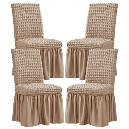TAPAUVCK Stretch-Stuhlhussen for das Esszimmer – Abnehmbares und waschbares Stuhlhussen-Set for Hochzeiten, Bankette und Partys(Champagne,4pack) von TAPAUVCK