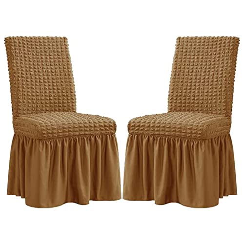 TAPAUVCK Stretch-Stuhlhussen for das Esszimmer – Abnehmbares und waschbares Stuhlhussen-Set for Hochzeiten, Bankette und Partys(Coffee Color,2pack) von TAPAUVCK