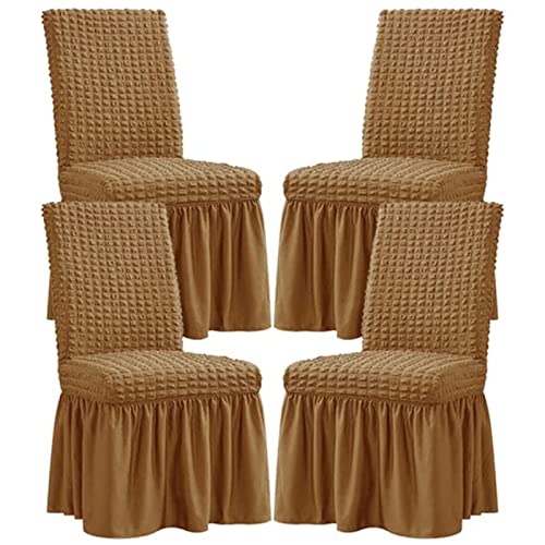 TAPAUVCK Stretch-Stuhlhussen for das Esszimmer – Abnehmbares und waschbares Stuhlhussen-Set for Hochzeiten, Bankette und Partys(Coffee Color,4pack) von TAPAUVCK