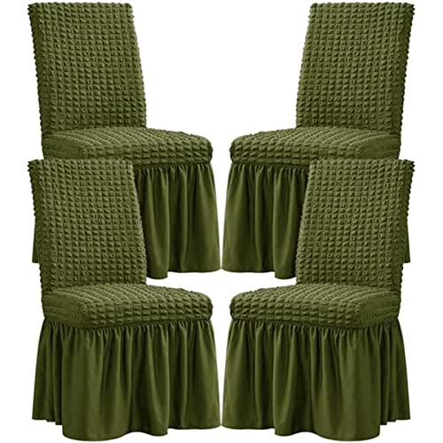 TAPAUVCK Stretch-Stuhlhussen for das Esszimmer – Abnehmbares und waschbares Stuhlhussen-Set for Hochzeiten, Bankette und Partys(Green,4pack) von TAPAUVCK
