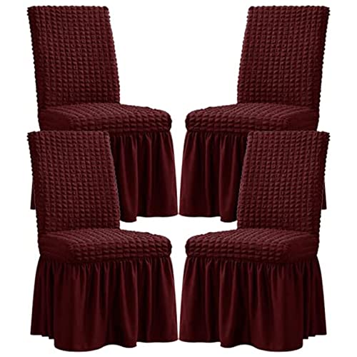 TAPAUVCK Stretch-Stuhlhussen for das Esszimmer – Abnehmbares und waschbares Stuhlhussen-Set for Hochzeiten, Bankette und Partys(Jujube red,4pack) von TAPAUVCK