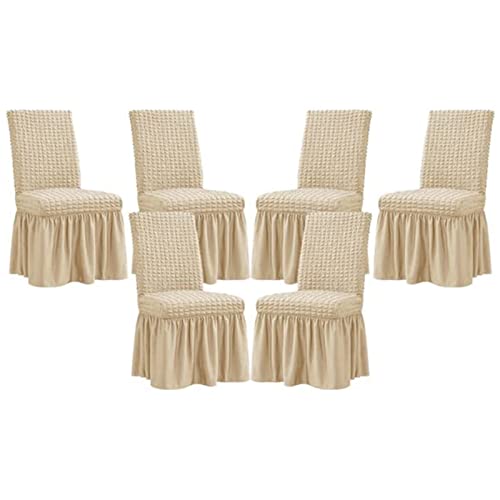 TAPAUVCK Stretch-Stuhlhussen for das Esszimmer – Abnehmbares und waschbares Stuhlhussen-Set for Hochzeiten, Bankette und Partys(Off White,6pack) von TAPAUVCK