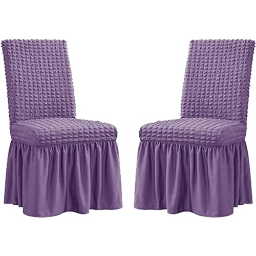 TAPAUVCK Stretch-Stuhlhussen for das Esszimmer – Abnehmbares und waschbares Stuhlhussen-Set for Hochzeiten, Bankette und Partys(Purple,2pack) von TAPAUVCK