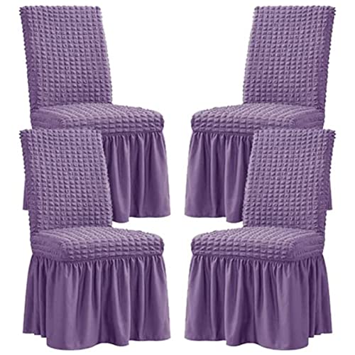TAPAUVCK Stretch-Stuhlhussen for das Esszimmer – Abnehmbares und waschbares Stuhlhussen-Set for Hochzeiten, Bankette und Partys(Purple,4pack) von TAPAUVCK