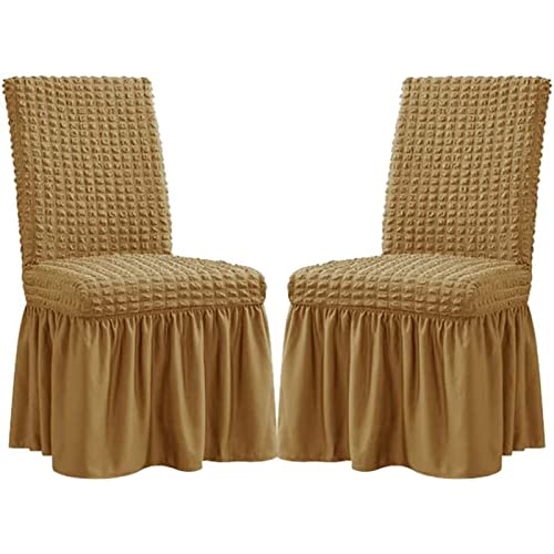 TAPAUVCK Stretch-Stuhlhussen for das Esszimmer – Abnehmbares und waschbares Stuhlhussen-Set for Hochzeiten, Bankette und Partys(Shallow Coffee,2pack) von TAPAUVCK