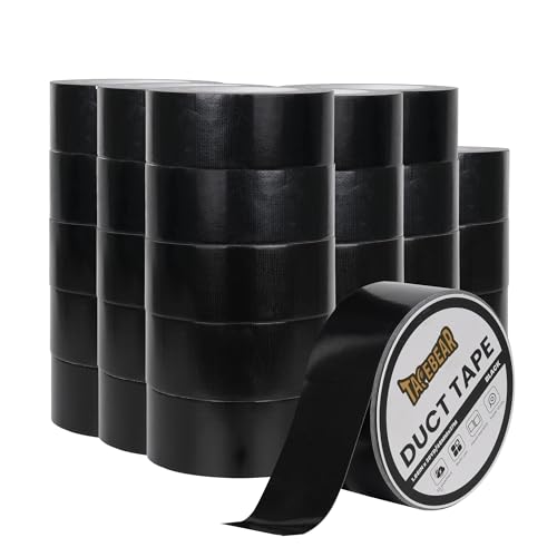 TAPEBEAR 30 Rollen Gewebereparatur-Klebeband Gewebeband Schwarz Duct Tape 48mm x 27m, Gewebeverstärktes Ductape extra stark Stärke 0,23mm zum Reparieren, Befestigen, Bündeln, Verstärken oder Abdichten von TAPEBEAR