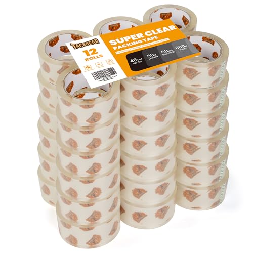 TAPEBEAR 36 Rollen Paketklebeband Superklar Paketbänder Paketklebeband 48mm x 50m Transparent Verpackungsklebeband Paketband Stärke 2.7mil für Versand, Umzug und Lagerung von TAPEBEAR