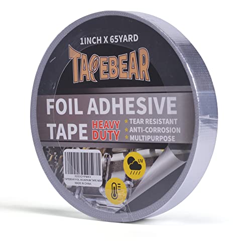 TAPEBEAR Aluminiumband Klebeband Verstärkt Mit Einem Glasgittergewebe Alu Klebeband Metallklebeband Aluband, Hitzebeständiges 80° C ~ 100° C 1inch X 65yard von TAPEBEAR