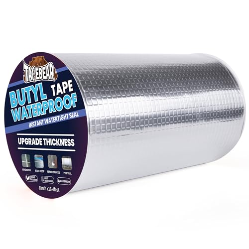 TAPEBEAR Butylband 200mm x 5m, 1,3mm stark, Aluminium-Dichtungsband für Dach, Boot, Rohr, Fenster, wasserdicht, UV-beständig von TAPEBEAR