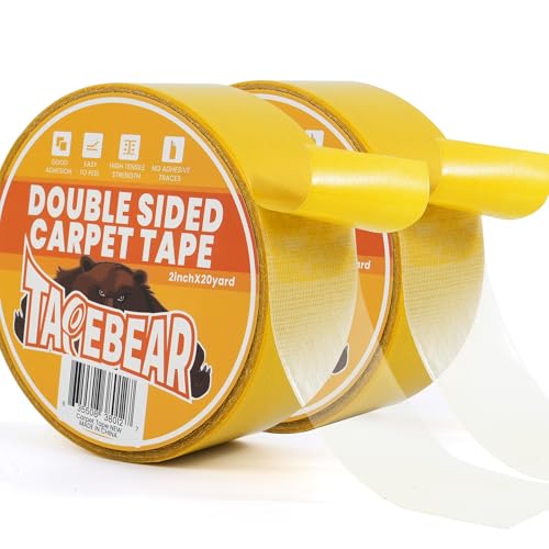 TAPEBEAR Teppichklebeband Doppelseitig Extra Starkes 18m x 50mm, RüCkstandsfrei Doppelseitiges Teppich Klebeband von Teppich, Bodenbelag, 2 Rollen von TAPEBEAR