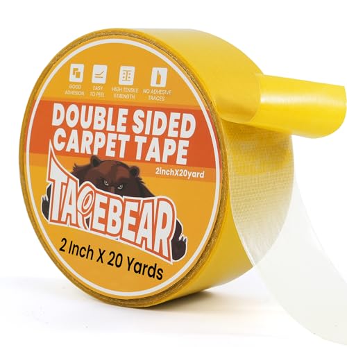TAPEBEAR Teppichklebeband Doppelseitig Extra Starkes 18m x 50mm, RüCkstandsfrei Doppelseitiges Teppich Klebeband von Teppich, Bodenbelag von TAPEBEAR