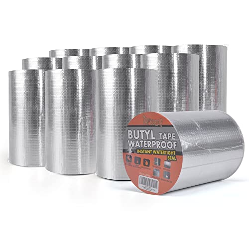 TAPEBEAR Wasserdichtes Butylband, Starkes Selbstklebendes DichtungsbäNder, Silber Aluminium Klebeband Zur Reparatur6inch x16feet,12Rolle von TAPEBEAR