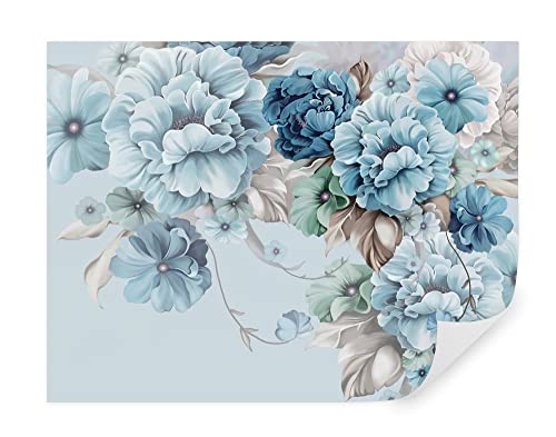 TAPEKO Fototapete 3D Blumen | Vliestapeten Premium 260x180 cm | 3D Tapete | Für Schlafzimmer Wohnzimmer | Fototapete 3D Zarte blaue Blüten | Tapete Blau u59900 von TAPEKO