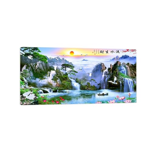 TAPHET Chinesischen Stil Wandbilder. Landschaftsbild auf Leinwand. Feng Shui Bergwasserfallsee. Natur Leinwandbilder für Wohnzimmer Schlafzimmer Fertig zum Aufhängen 60x120cm Gerahmt TAPHET Chinesischen Stil Wandbilder. Landschaftsbild auf Leinwand. Feng Shui Bergwasserfallsee. Natur Leinwandbilder für Wohnzimmer Schlafzimmer Fertig zum Aufhängen 60x120cm Gerahmt von TAPHET
