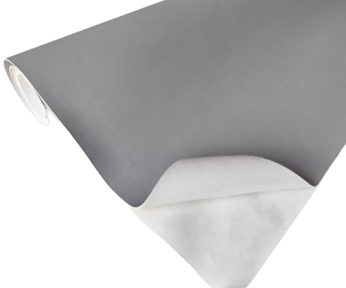 TAPHICEROS Leder Reparatur Set, Hellgrau 40 cm x 300 cm, Meterware Kunstleder Selbstklebend Lederreparatur Lederflicken Set Hochwertiges Lederflickenset für Autositz Sofa Möbel Bürostuhl von TAPHICEROS