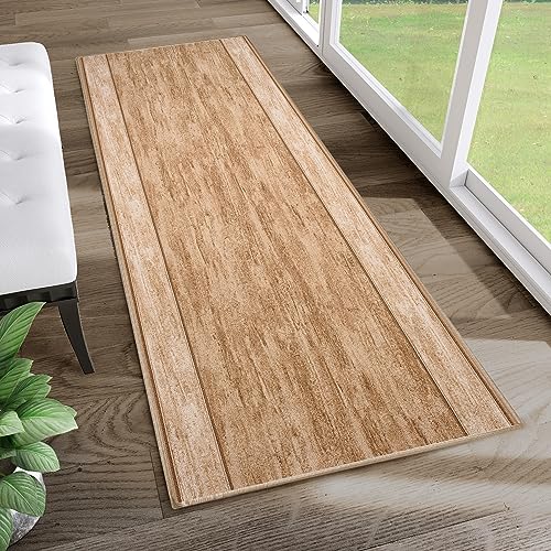 TAPISO Anti Rutsch Teppich Läufer rutschfest Brücke Meterware Modern Braun Meliert Streifen Design Flur Küche Wohnzimmer Diele 67 x 220 cm von TAPISO