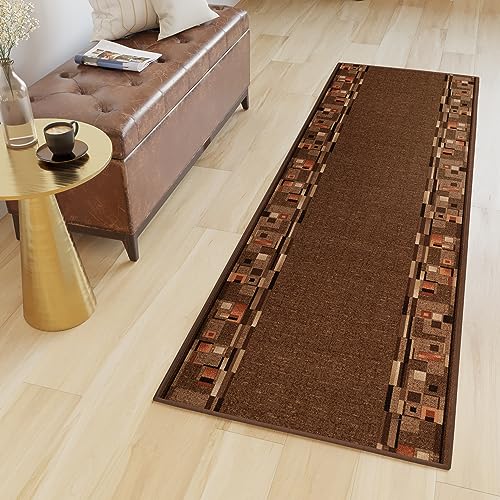 TAPISO Anti Rutsch Teppich Läufer rutschfest Brücke Meterware Modern Braun Orange Vierecke Figuren Design Flur Küche Wohnzimmer 67 x 250 cm TAPISO Anti Rutsch Teppich Läufer rutschfest Brücke Meterware Modern Braun Orange Vierecke Figuren Design Flur Küche Wohnzimmer 67 x 250 cm von TAPISO