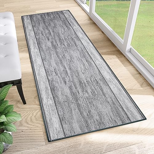 TAPISO Anti Rutsch Teppich Läufer rutschfest Brücke Meterware Modern Grau Hellgrau Meliert Streifen Design Flur Küche Wohnzimmer Diele 100 x 600 cm von TAPISO