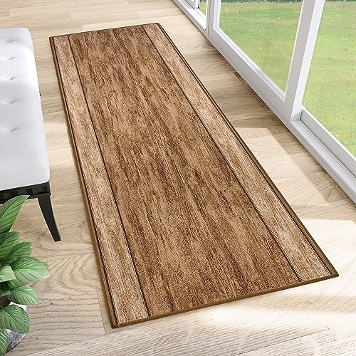 TAPISO Anti Rutsch Teppich Läufer rutschfest Brücke Meterware Modern Hellbraun Creme Streifen Meiliert Design Flur Küche Wohnzimmer Diele 80 x 170 cm von TAPISO