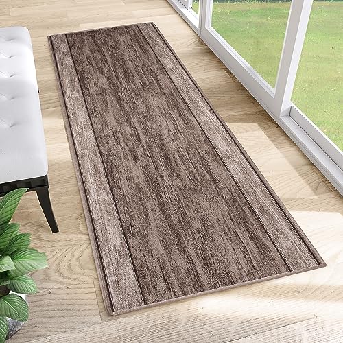 TAPISO Anti Rutsch Teppich Läufer rutschfest Brücke Meterware Modern Taupe Meliert Verwischt Streifen Design Flur Küche Wohnzimmer Diele 100 x 300 cm von TAPISO