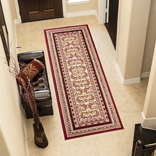 TAPISO Atlas Läufer Kurzflor Teppich Wohnzimmer Klassisch Rot Creme Floral Muster Bordüre Schlafzimmer ÖKOTEX 80 x 300 cm TAPISO Atlas Läufer Kurzflor Teppich Wohnzimmer Klassisch Rot Creme Floral Muster Bordüre Schlafzimmer ÖKOTEX 80 x 300 cm von TAPISO