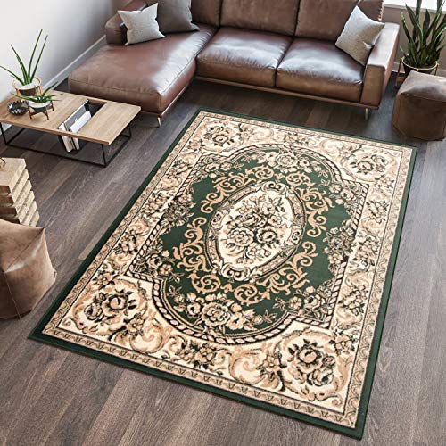 TAPISO Atlas Teppich Grün Beige Kurzflor Traditionell Orient Ornament Mäander Floral Design Bordüre Wohnzimmer Schlafzimmer ÖKOTEX 70 x 130 cm TAPISO Atlas Teppich Grün Beige Kurzflor Traditionell Orient Ornament Mäander Floral Design Bordüre Wohnzimmer Schlafzimmer ÖKOTEX 70 x 130 cm von TAPISO