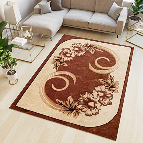 TAPISO Atlas Teppich Kurzflor Blumen Floral Meliert Bordüre Braun Beige Creme Wohnzimmer Schlafzimmer Vintage ÖKOTEX 140 x 200 cm TAPISO Atlas Teppich Kurzflor Blumen Floral Meliert Bordüre Braun Beige Creme Wohnzimmer Schlafzimmer Vintage ÖKOTEX 140 x 200 cm von TAPISO