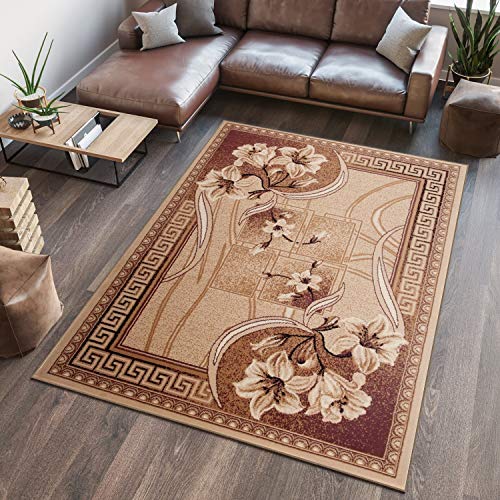 TAPISO Atlas Teppich Kurzflor Blumen Geometrisch Griechisch Streifen Muster Beige Braun Wohnzimmer Schlafzimmer Vintage Modern ÖKOTEX 100 x 200 cm TAPISO Atlas Teppich Kurzflor Blumen Geometrisch Griechisch Streifen Muster Beige Braun Wohnzimmer Schlafzimmer Vintage Modern ÖKOTEX 100 x 200 cm von TAPISO