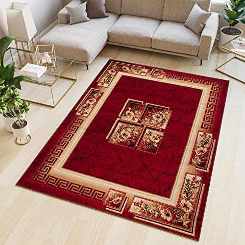 TAPISO Atlas Teppich Kurzflor Blumen Griechisch Floral Bordüre Meliert Rot Beige Vintage Modern ÖKOTEX 300 x 400 cm TAPISO Atlas Teppich Kurzflor Blumen Griechisch Floral Bordüre Meliert Rot Beige Vintage Modern ÖKOTEX 300 x 400 cm von TAPISO