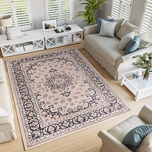 TAPISO Colorado Teppich Wohnzimmer Klassisch Kurzflor Beige Creme Floral Ornament Muster Traditionell Orientteppich ÖKOTEX 250 x 350 cm von TAPISO