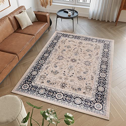 TAPISO Colorado Teppich Wohnzimmer Klassisch Kurzflor Orientalisch Beige Schwarz Ziegler Ornament Muster Traditionell Orientteppich ÖKOTEX 300 x 400 cm von TAPISO