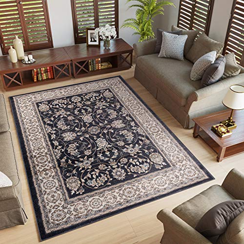 TAPISO Colorado Teppich Wohnzimmer Klassisch Kurzflor Schwarz Creme Floral Ziegler Ornament Muster Traditionell Orientteppich ÖKOTEX 60 x 100 cm TAPISO Colorado Teppich Wohnzimmer Klassisch Kurzflor Schwarz Creme Floral Ziegler Ornament Muster Traditionell Orientteppich ÖKOTEX 60 x 100 cm von TAPISO