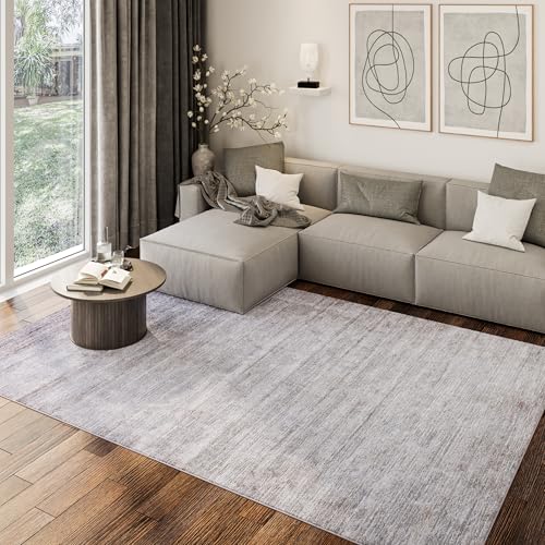 TAPISO Como Teppich Kurzflor Beige Grau Streifen Abstrakt Verwischt Moderner Design Meliert- pflegeleichter, robuster, weicher Teppich fürs Wohnzimmer Schlafzimmer ÖKO-TEX 200 x 300 cm von TAPISO