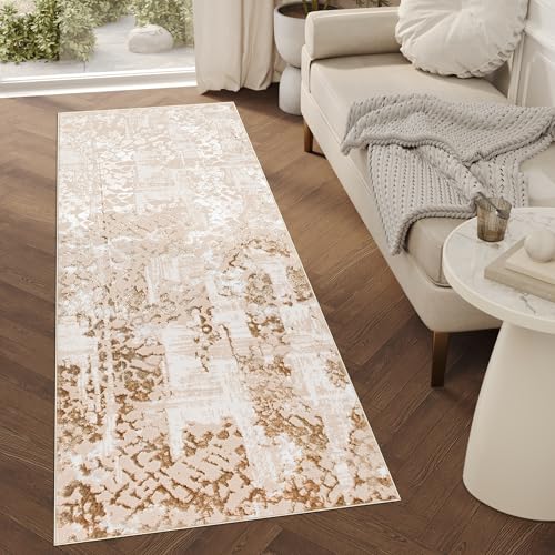 TAPISO Crystal Läufer Teppich Glänzend Beige Creme Braun Abstrakt Muster Flecken Wohnzimmer Schlafzimmer Flur Korridor Modern Design ÖKO-TEX 100 x 270 cm TAPISO Crystal Läufer Teppich Glänzend Beige Creme Braun Abstrakt Muster Flecken Wohnzimmer Schlafzimmer Flur Korridor Modern Design ÖKO-TEX 100 x 270 cm von TAPISO