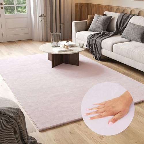 TAPISO Cuddle Teppich Hochflor Langflor Shaggy rutschfest Waschbar Rosa Einfarbig Wohnzimmer Schlafzimmer Kinderzimmer ÖKOTEX 200 x 290 cm von TAPISO