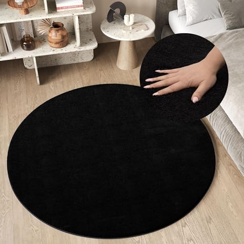 TAPISO Cuddle Teppich Rund Hochflor Schwarz Langflor Shaggy Einfarbig rutschfest Weich Waschbar Wohnzimmer Schlafzimmer Kinderzimmer ÖKOTEX 160 x 160 cm TAPISO Cuddle Teppich Rund Hochflor Schwarz Langflor Shaggy Einfarbig rutschfest Weich Waschbar Wohnzimmer Schlafzimmer Kinderzimmer ÖKOTEX 160 x 160 cm von TAPISO