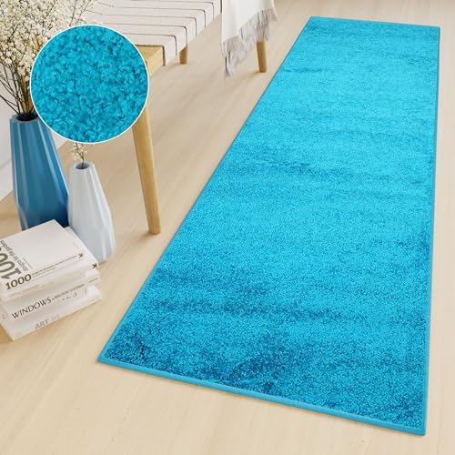 TAPISO Delhi Teppich Läufer Hochflor Shaggy Einfarbig Weich Flauschig Türkis Design Modern Wohnzimmer Schlafzimmer Flur 80 x 200 cm TAPISO Delhi Teppich Läufer Hochflor Shaggy Einfarbig Weich Flauschig Türkis Design Modern Wohnzimmer Schlafzimmer Flur 80 x 200 cm von TAPISO