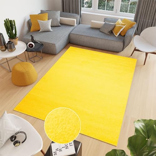 TAPISO Delhi Teppich Shaggy Hochflor Langfloorteppich Gelb Einfarbig Wohnzimmer Schlafzimmer Modern Design ÖKOTEX 60 x 100 cm von TAPISO