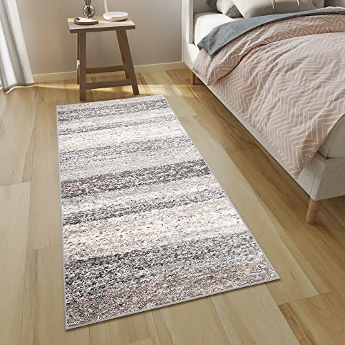 TAPISO Delhi Teppichläufer Hochflor Shaggy Creme Grau Braun Meliert Modern Design Flauschig Langflor Wohnzimmer Schlafzimmer Flur ÖKO-TEX 80 x 800 cm von TAPISO