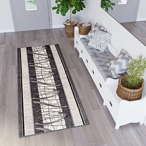 TAPISO Dream Läufer Teppich Flur Brücke Modern Streifen Linien Abstrakt Muster in Grau Creme Designer Korridor Wohnzimmer ÖKOTEX 70 x 230 cm TAPISO Dream Läufer Teppich Flur Brücke Modern Streifen Linien Abstrakt Muster in Grau Creme Designer Korridor Wohnzimmer ÖKOTEX 70 x 230 cm von TAPISO